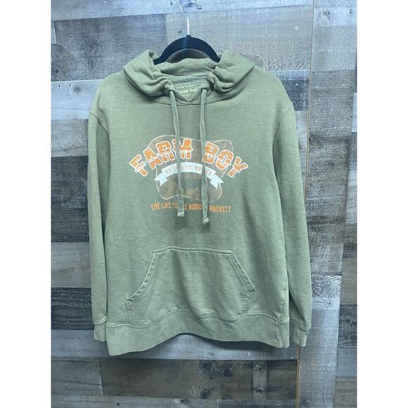 FARM BOY Hooded Sweatshirt Jacket Men SZ M Live Like Your Going To The Market - Picture 1 of 8